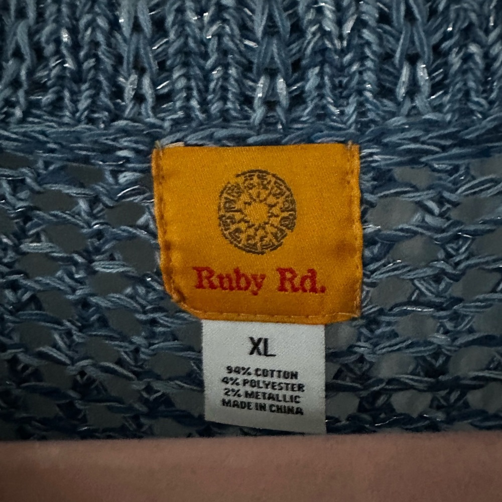 NWT Ruby Rd. Textured Blue Cardigan - Picture 3 of 4